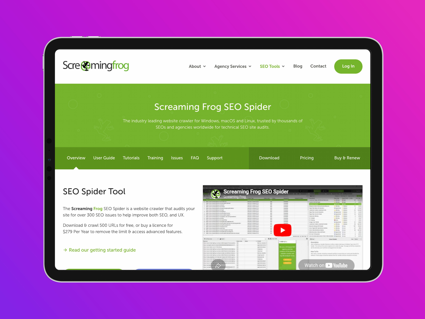 Screenshot of the Screaming Frog SEO Spider